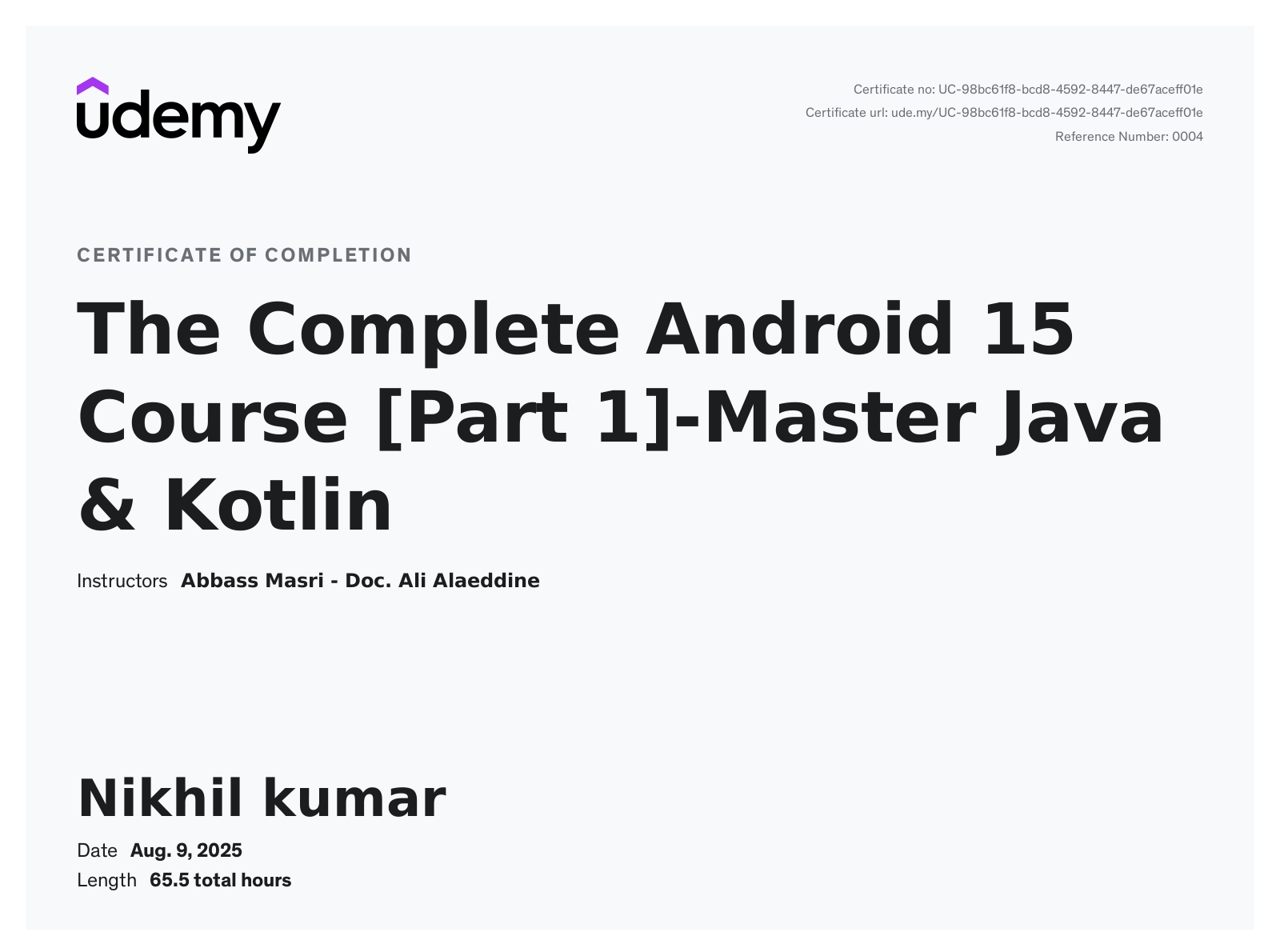 Android Certificate